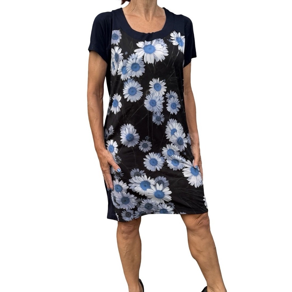 PS Paul Smith Medium T-Shirt Dress Mini Floral Daisy  Panel Artsy Short Sleeve